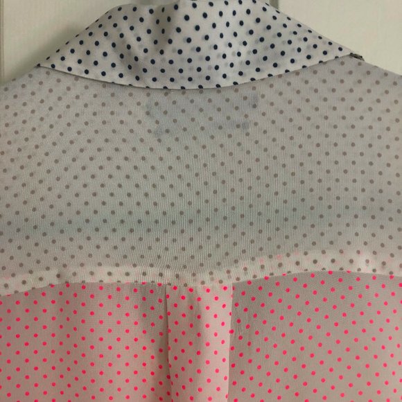 Uniqlo Pindot Colourblock 100% silk blouse Sz XS - Picture 9 of 9